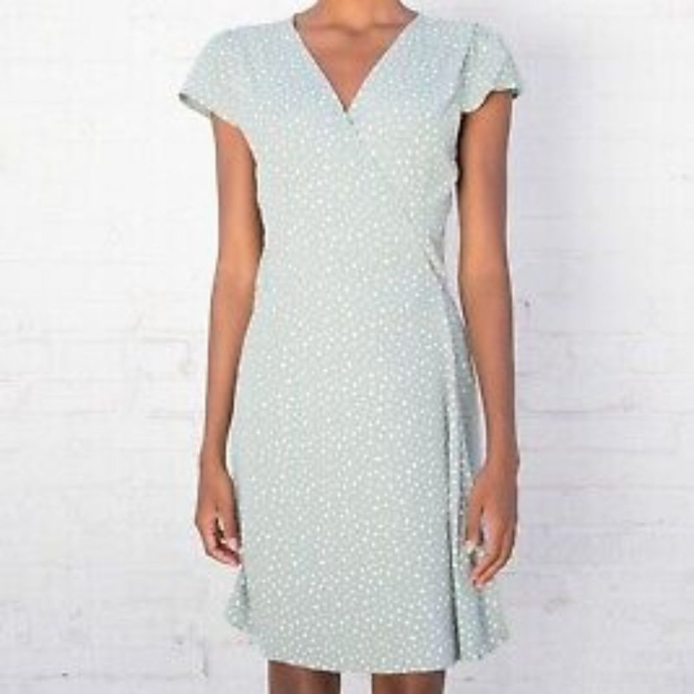 Brandy Melville Light Green/ White Floral Robbie Wrap Dress NWT